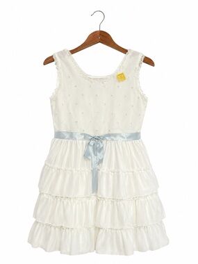 Vintage Springmaid Girls White Ruffle Dress Size 6 NWT Flower Girl Cotton